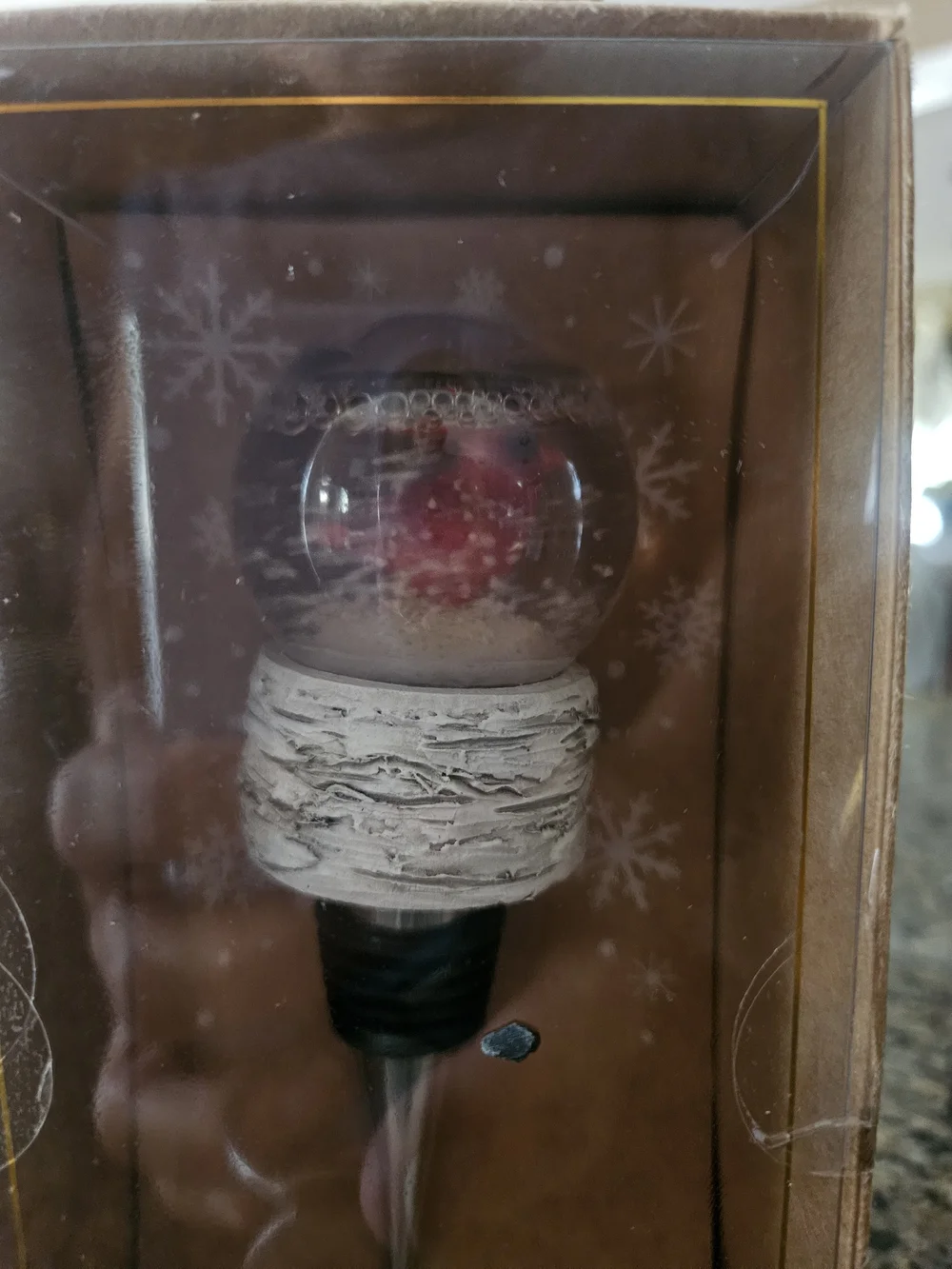 Snow Globe Cardinal Wine Bottle Stopper
